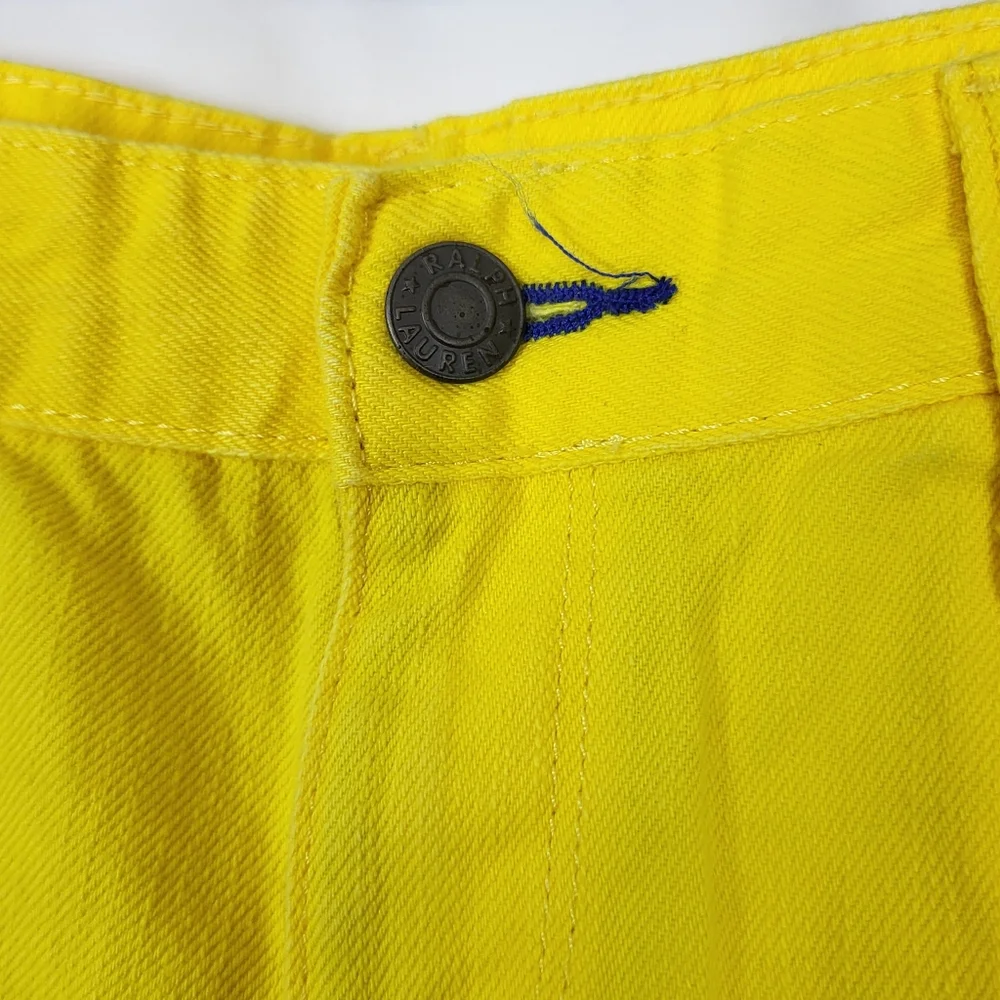 Ralph Lauren Girls Y2K Yellow Raw Hem 5 Pocket Denim Shorts Sz‎ 12 New Vintage
